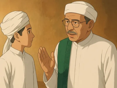 Ilustrasi Abuya Hasan doakan muridnya