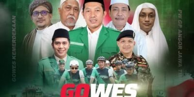 Pamflet gowes Ansor Jatim bersama kader dan ulama di Pasuruan (Foto: Musaffa Safril)