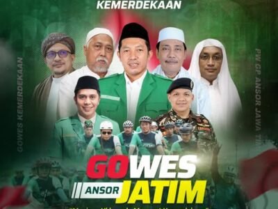 Pamflet gowes Ansor Jatim bersama kader dan ulama di Pasuruan (Foto: Musaffa Safril)